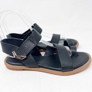FRANCO SARTO BLACK LEATHER TOE LOOP STRAPPY GRAZE SANDALS WOMENS SZ 5